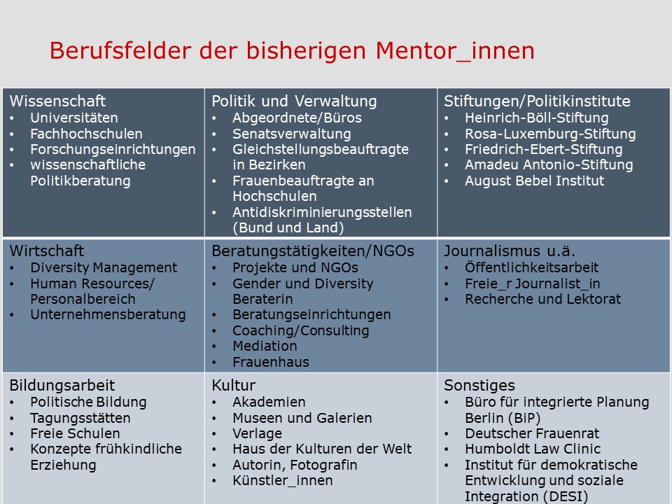 Berufsfelder Mentor_innen